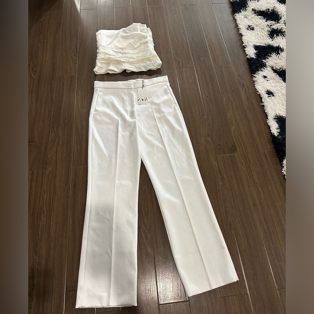 Zara satin non transparent pants and halter top